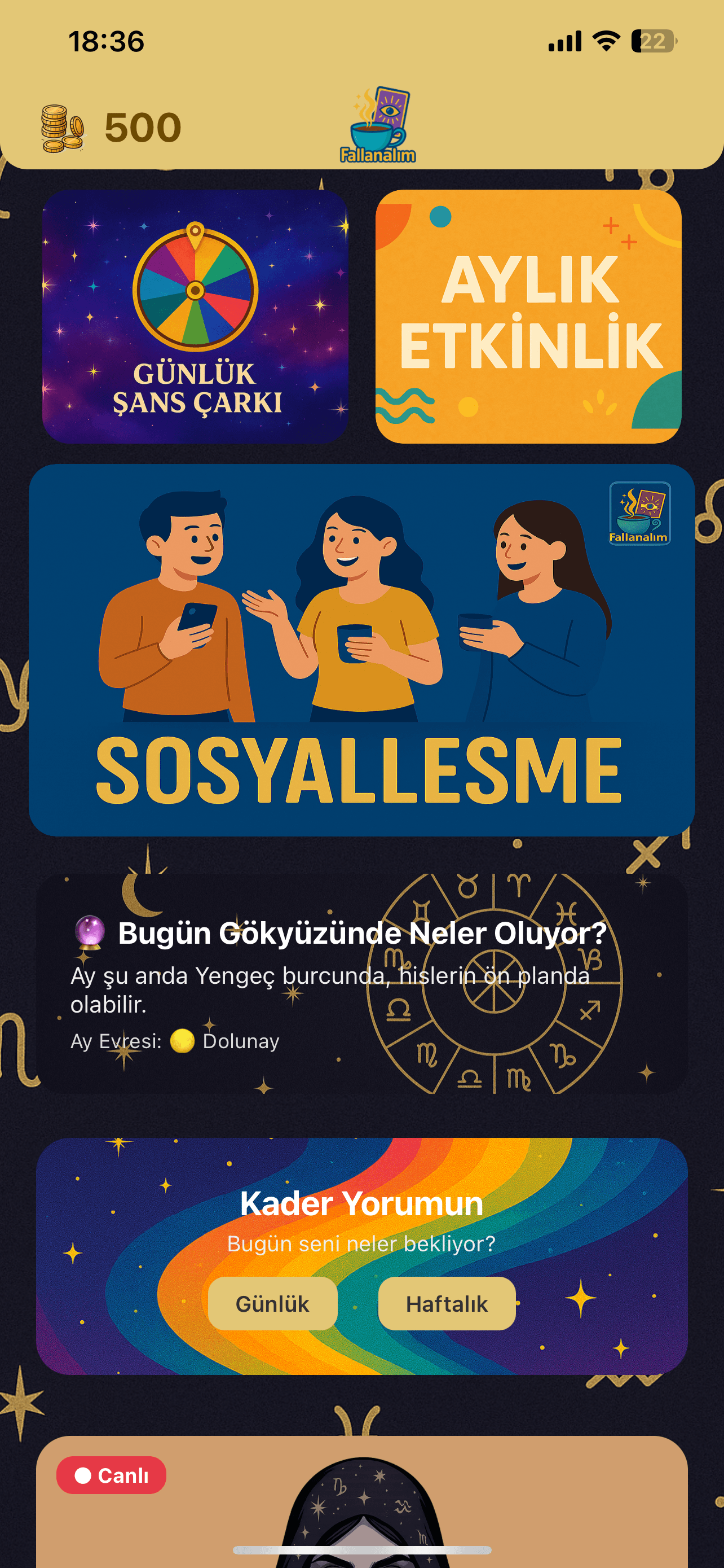 Fallanalım Ana Ekran